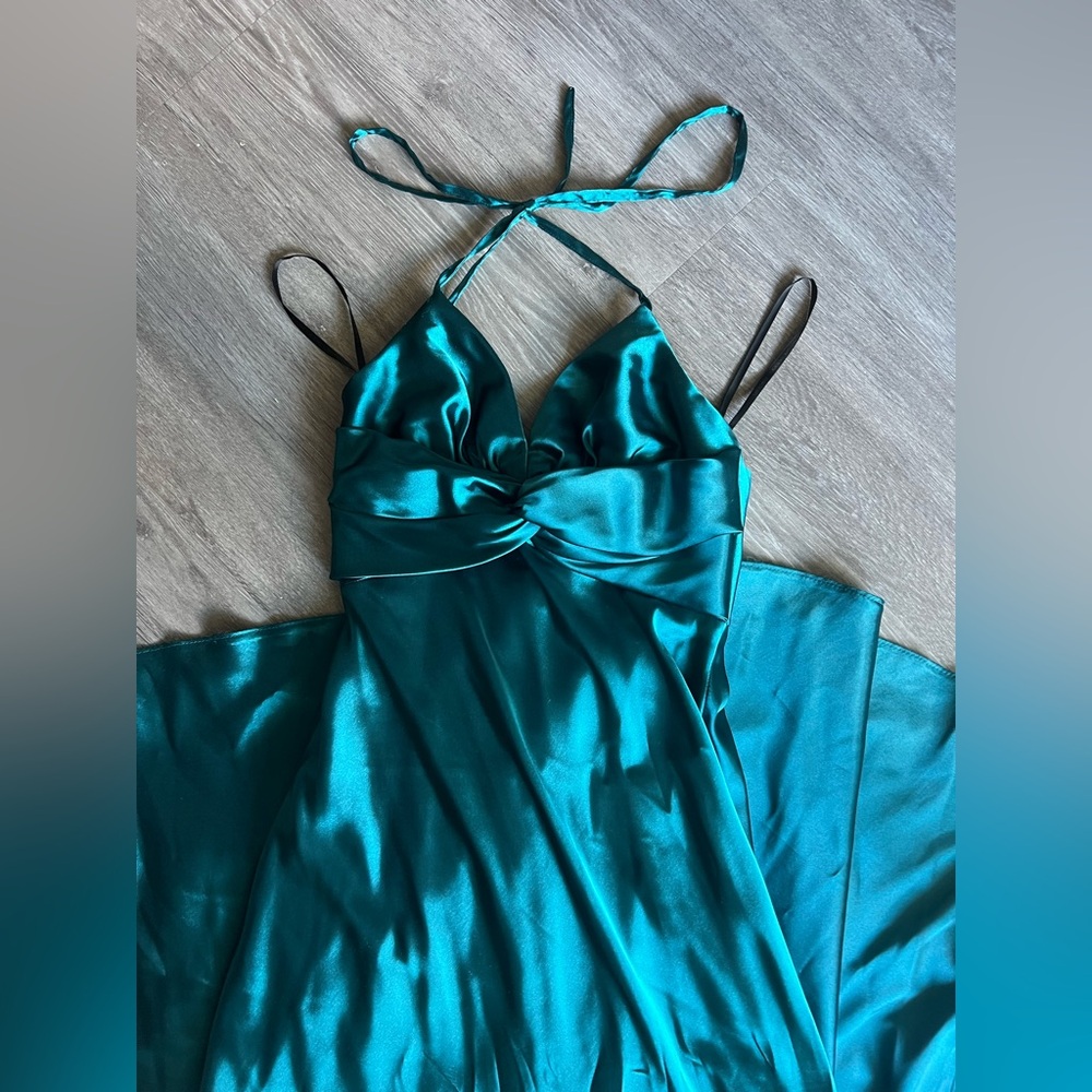 Jessica McClintock Turquoise Satin Dress